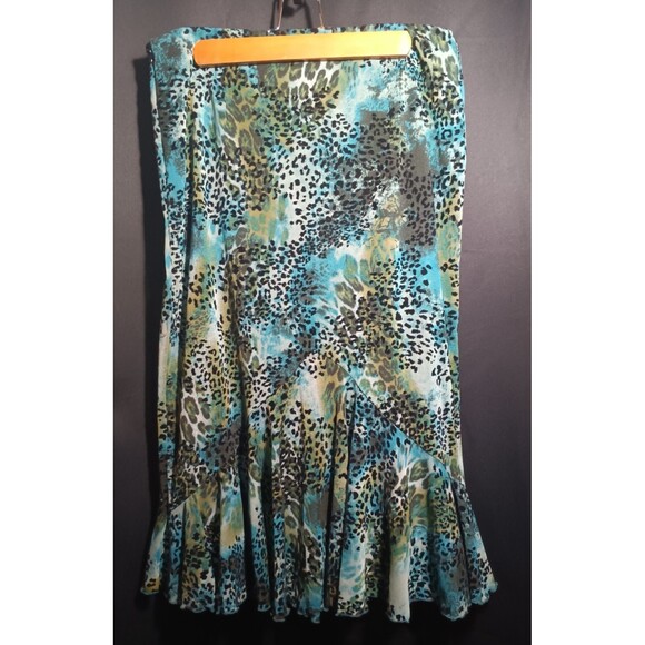 Sunny Leigh Dresses & Skirts - Bentley A. Women’s VTG Y2K Skirt Size Small Brown Blue Green Velvet Animal Print